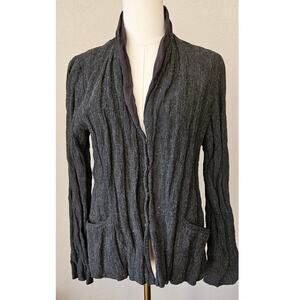 Eileen Fisher Wool Button Front‎ Fully Lined Crinkled Jacket Women Size S Gray